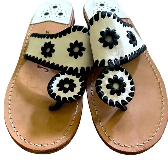 JACK ROGERS White/Black Flat Sandals‎ - Picture 2 of 4